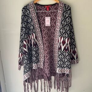 NWT Chelsea & Violet Fringe Open Front Cardigan